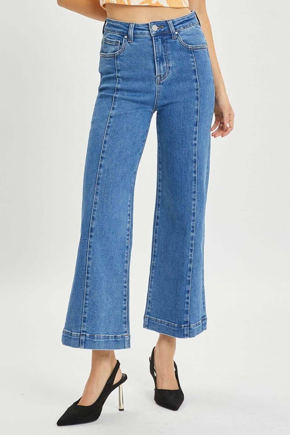 RISEN Full Size High Rise Wide Leg Jeans in - pants photo
