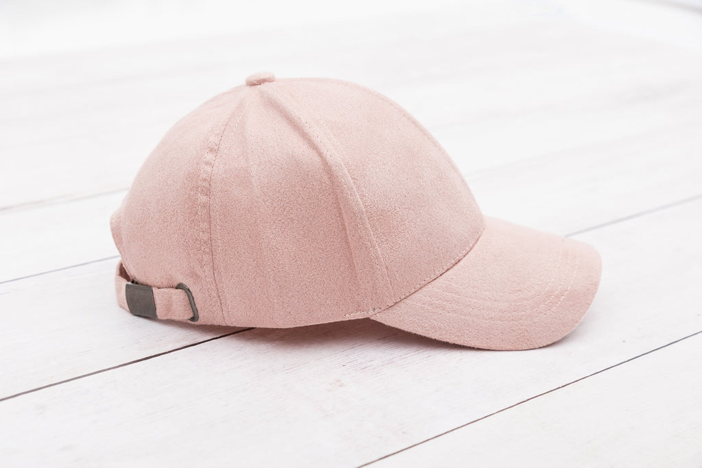 Suede Boyfriend Ball Cap in Blush - Baseball Caps photo
