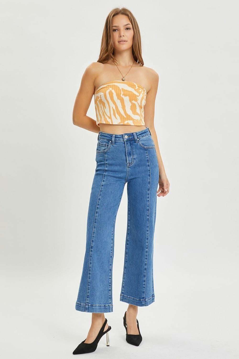 RISEN Full Size High Rise Wide Leg Jeans in - pants photo