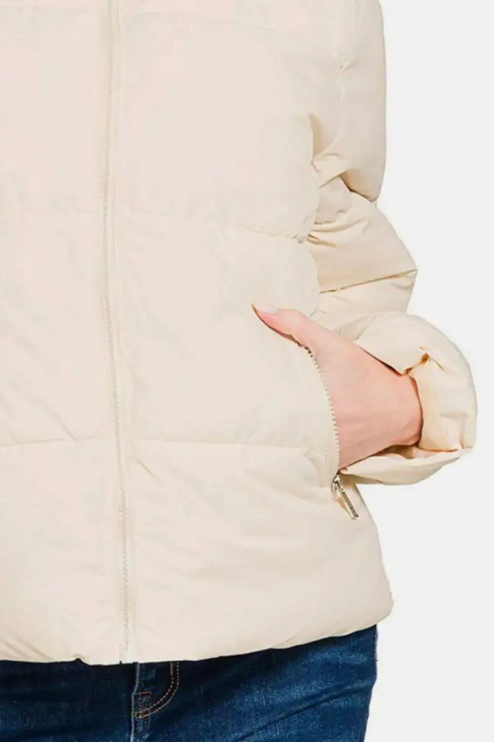 Zenana Zip Up Turtleneck Puffer Jacket with Pockets - SwagglyLife Home & Fashion Zenana Zip Up Turtleneck Puffer Jacket with Pockets - SwagglyLife Home & Fashion