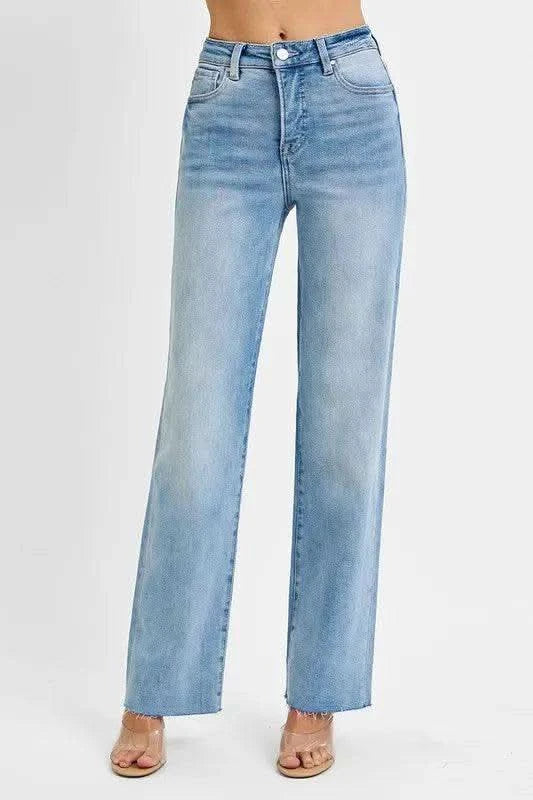 RISEN Tummy Control Rise Straight Jeans in - photo