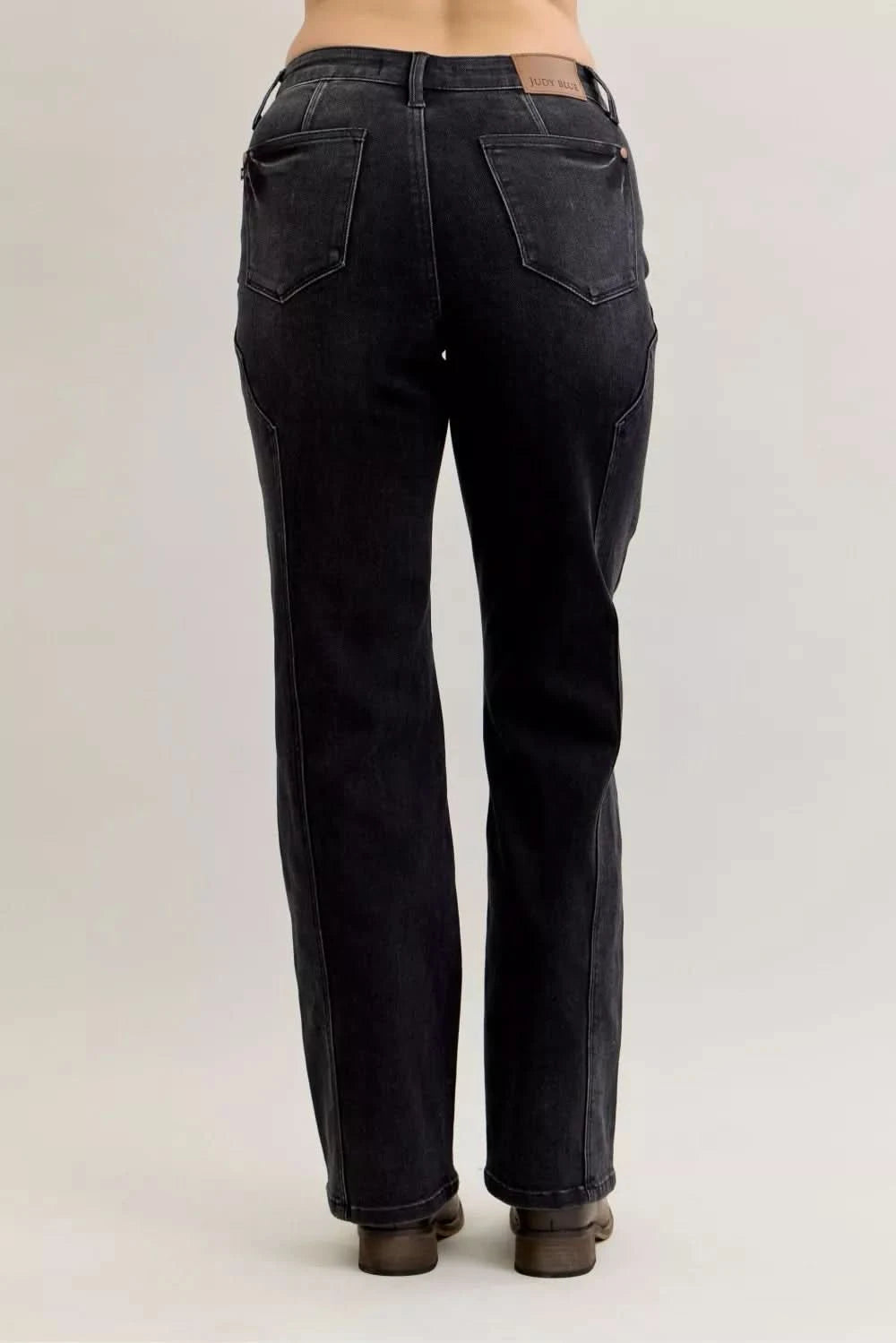 Judy Blue Mid Rise Straight Western Seam Detail Jeans in - photo