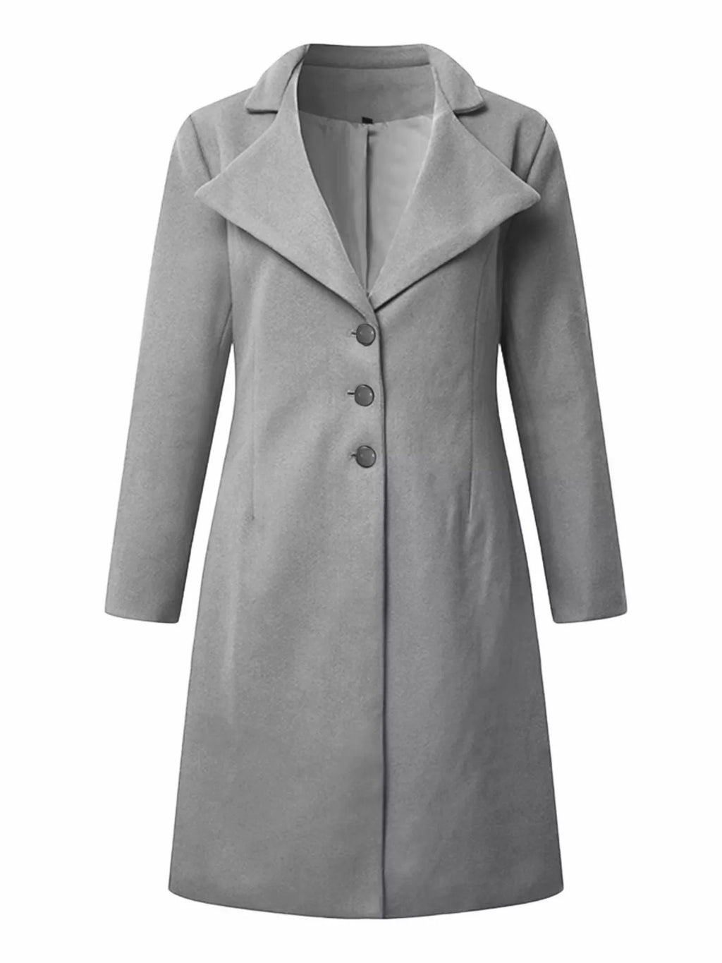Single-Breasted Long Sleeve Overcoat Plus Size in - photo