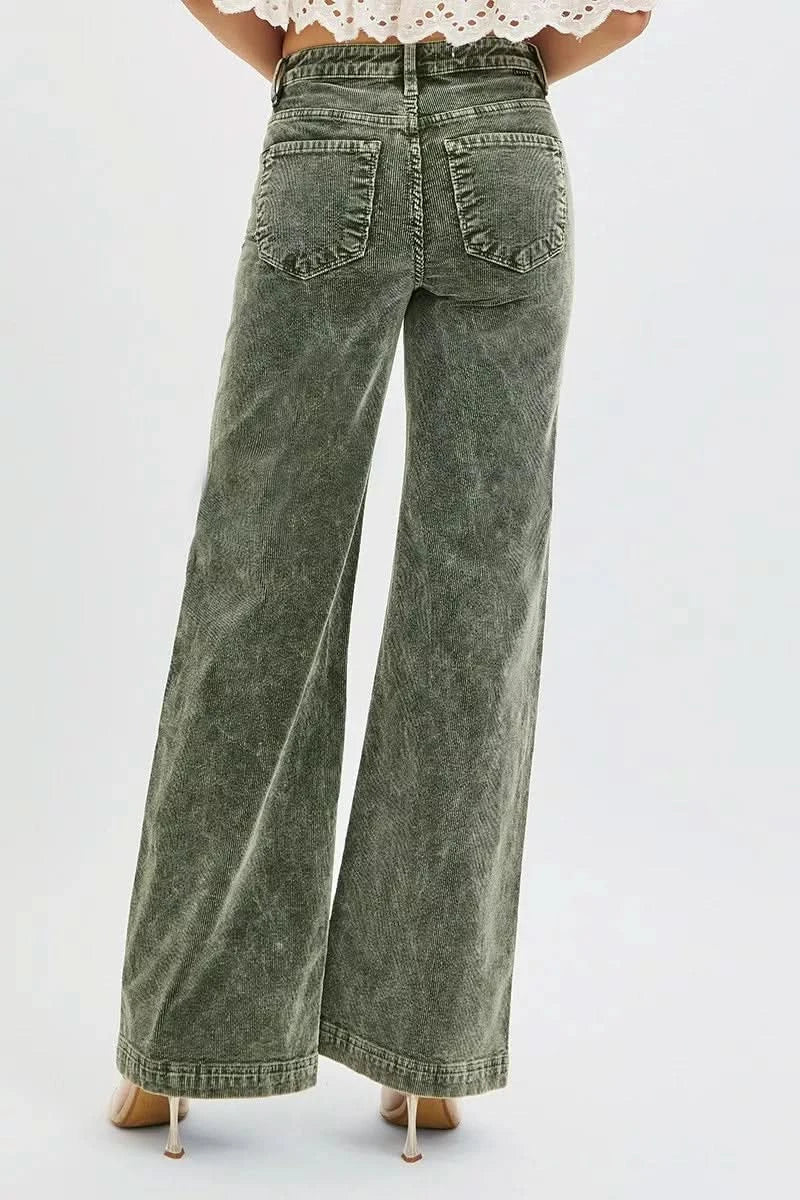 RISEN Full Size High Rise Wide Leg Corduroy Jeans Plus Size in - photo