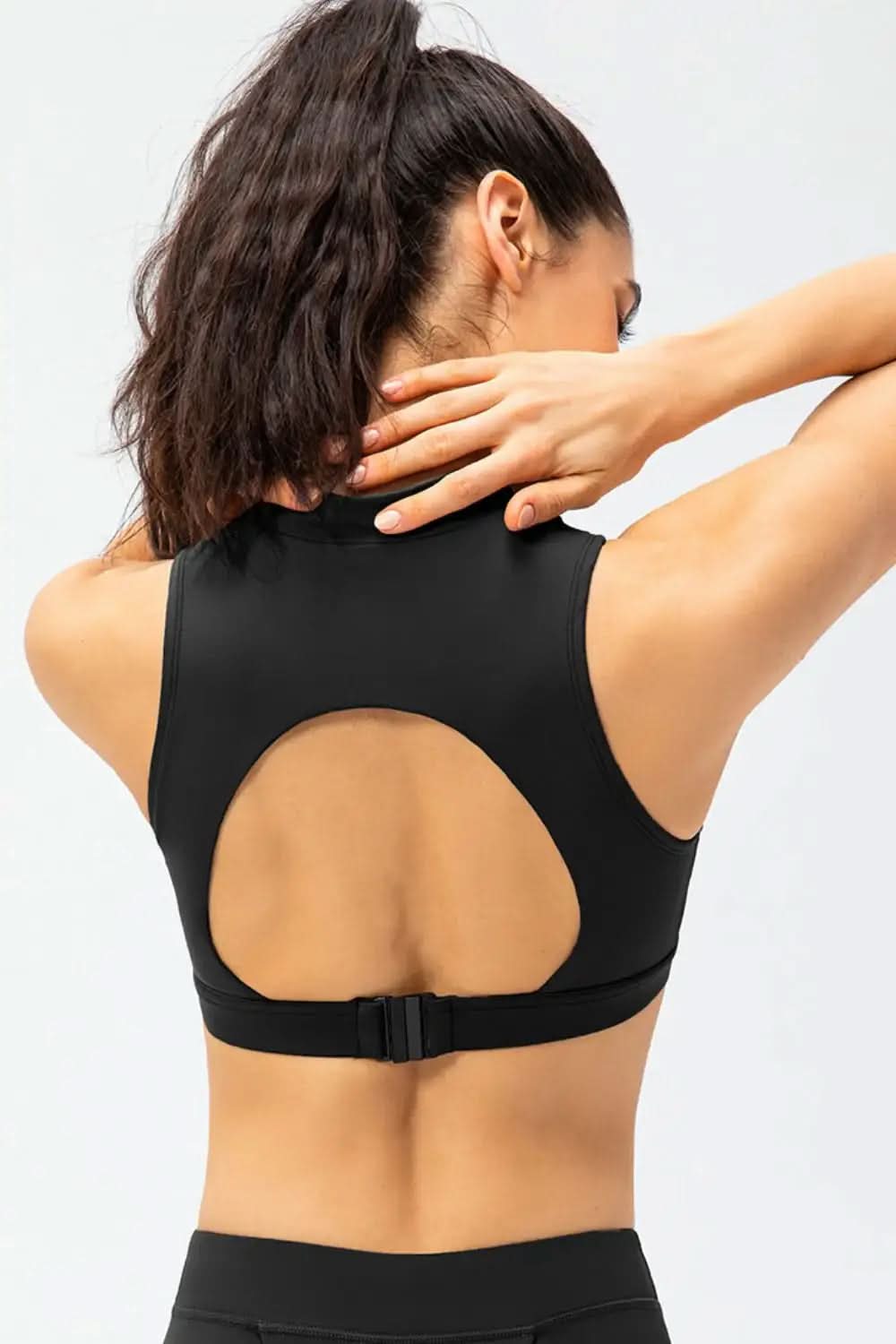 Full Size Cropped Cutout Back Zipper Front Active Tank Top in - photo