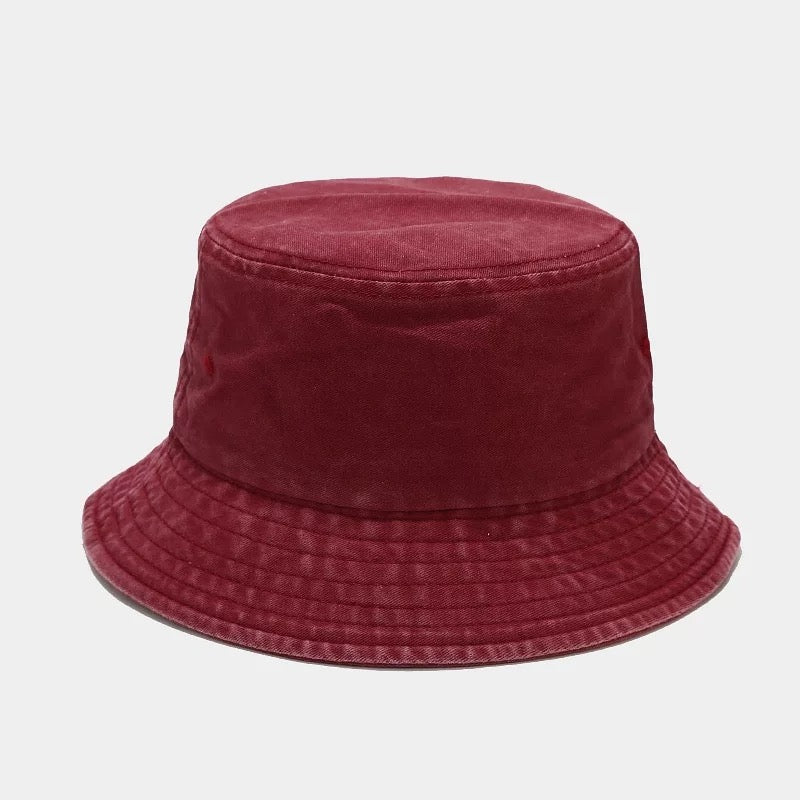 Distressed Bucket Hats in Berry - photo