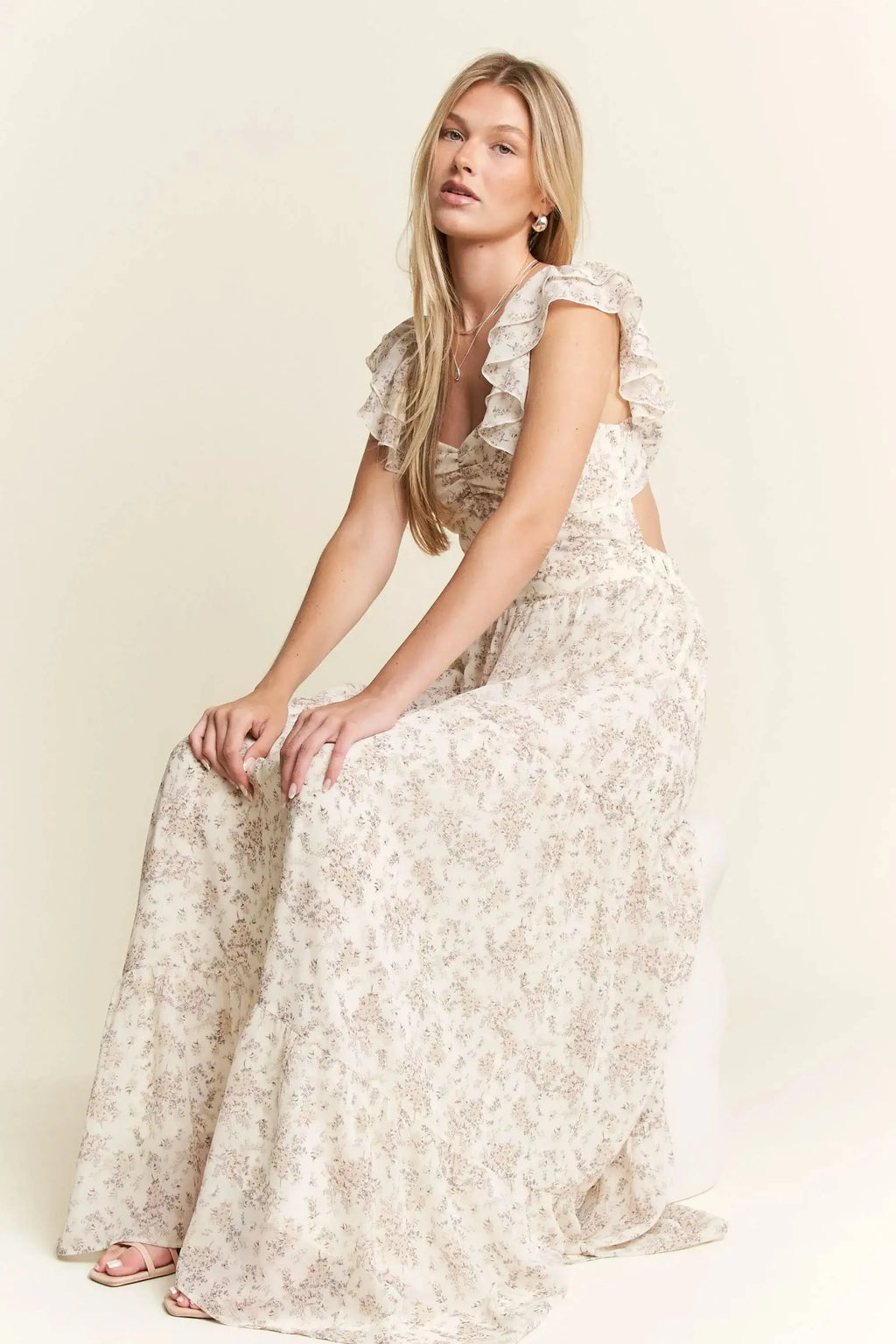 Jade By Jane Full Size Ruffle Sleeve Tiered Maxi Dress Plus Size in - photo