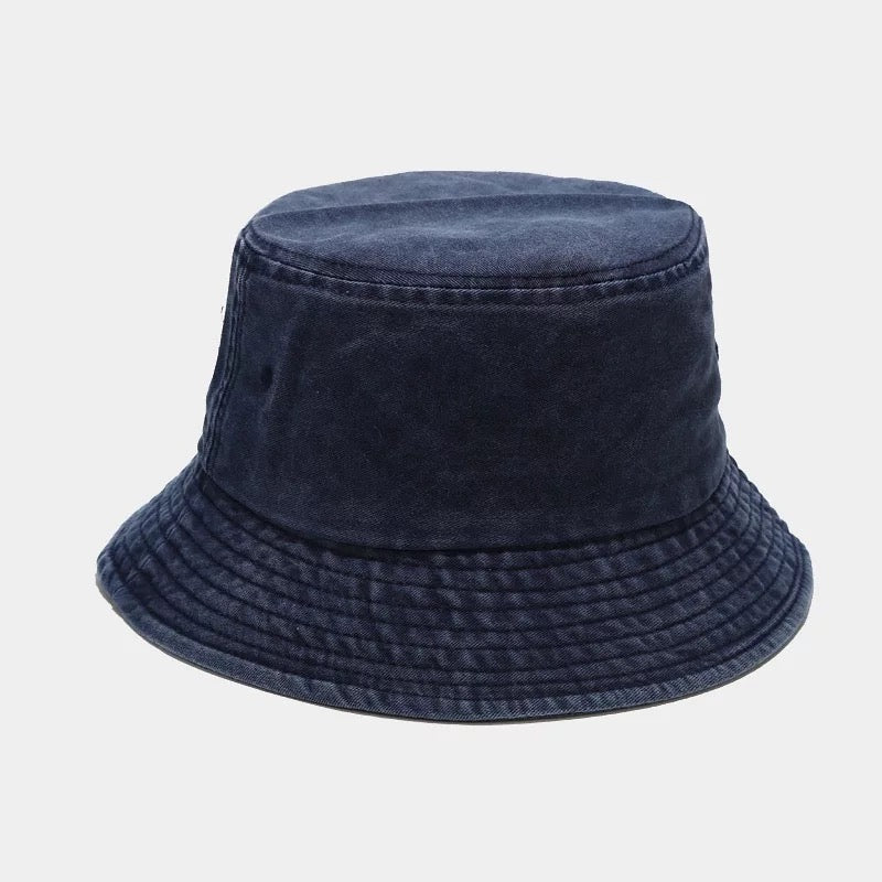 Distressed Bucket Hats in Navy - photo