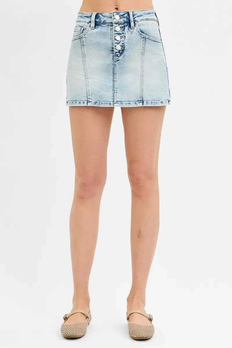 RISEN Full Size High Rise Button Down Skorts Plus Size - SwagglyLife Home & Fashion