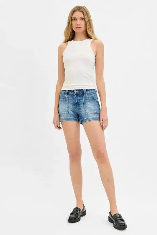 RISEN Low Rise Patched Pocket Shorts in - photo