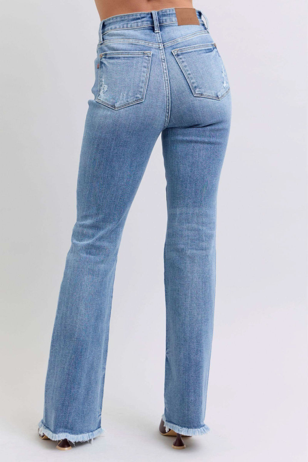 Judy Blue Full Size Raw Hem High Rise Bootcut Jeans in - photo