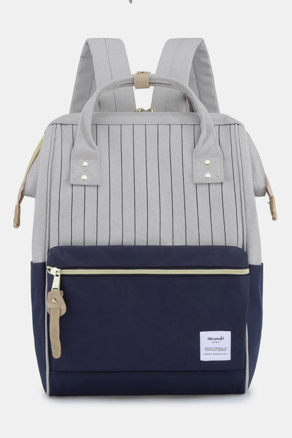 Himawari Waterproof Canvas Backpack Bag with Side Pockets in Grey Navy One Size - photo