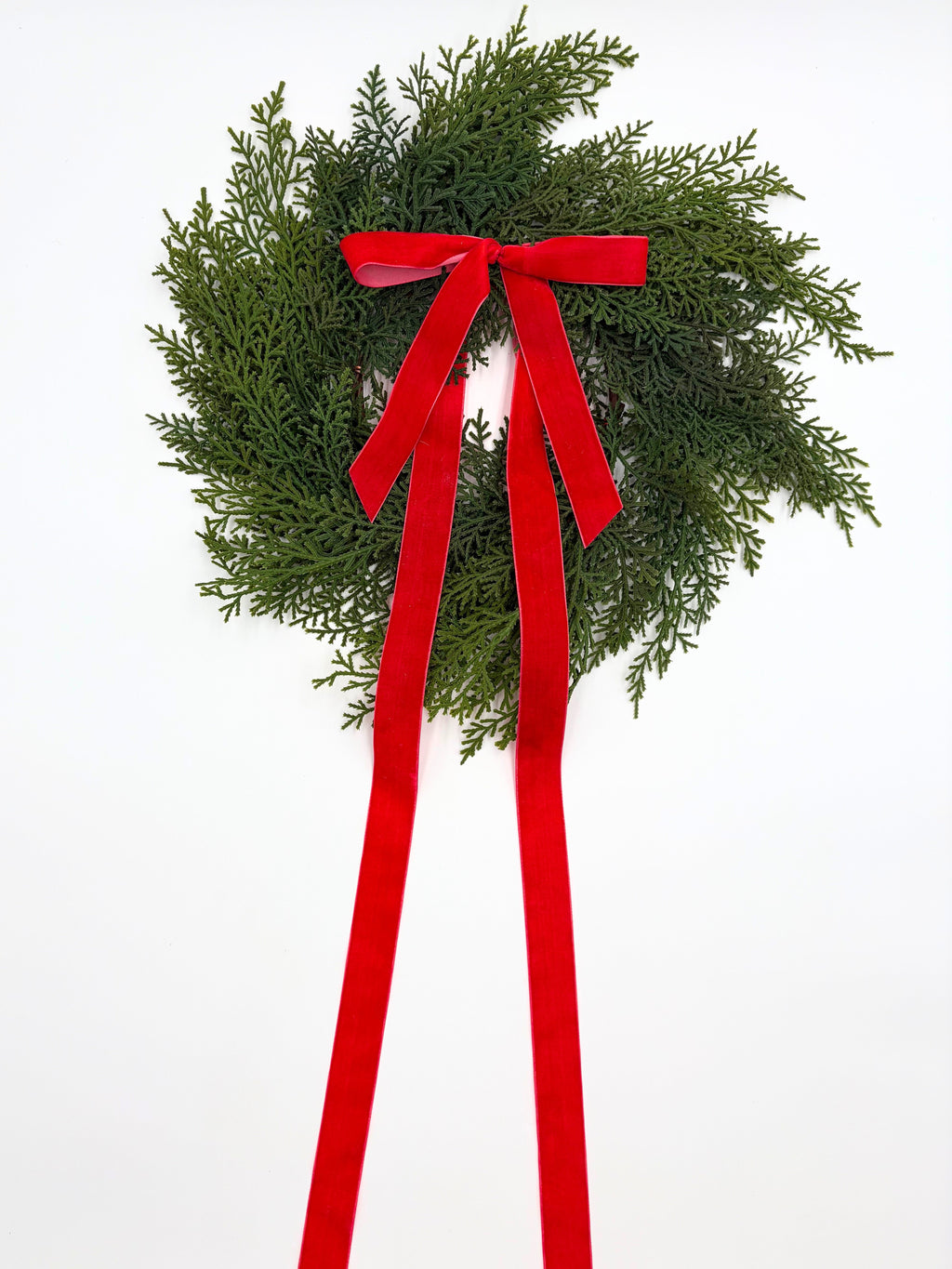 Traditional Red Mini Cedar Cabinet Wreaths with Ribbon in Traditional Red - Wreath photo