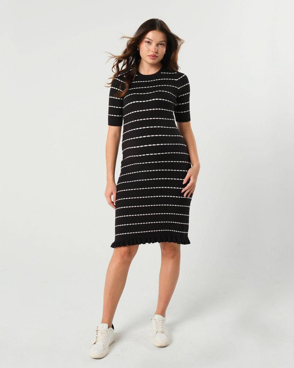 Louie Striped Knit Maternity & Nursing Dress in - women's maternity dress photo