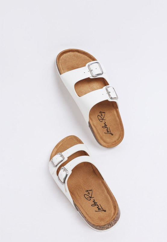 London Rag Gloriosa The Double Strap Slide Sandals in White - photo
