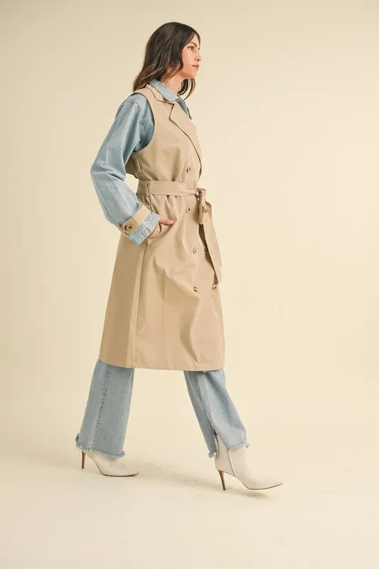 MABLE Layered Look Trench Coat With Denim Jacket in - photo