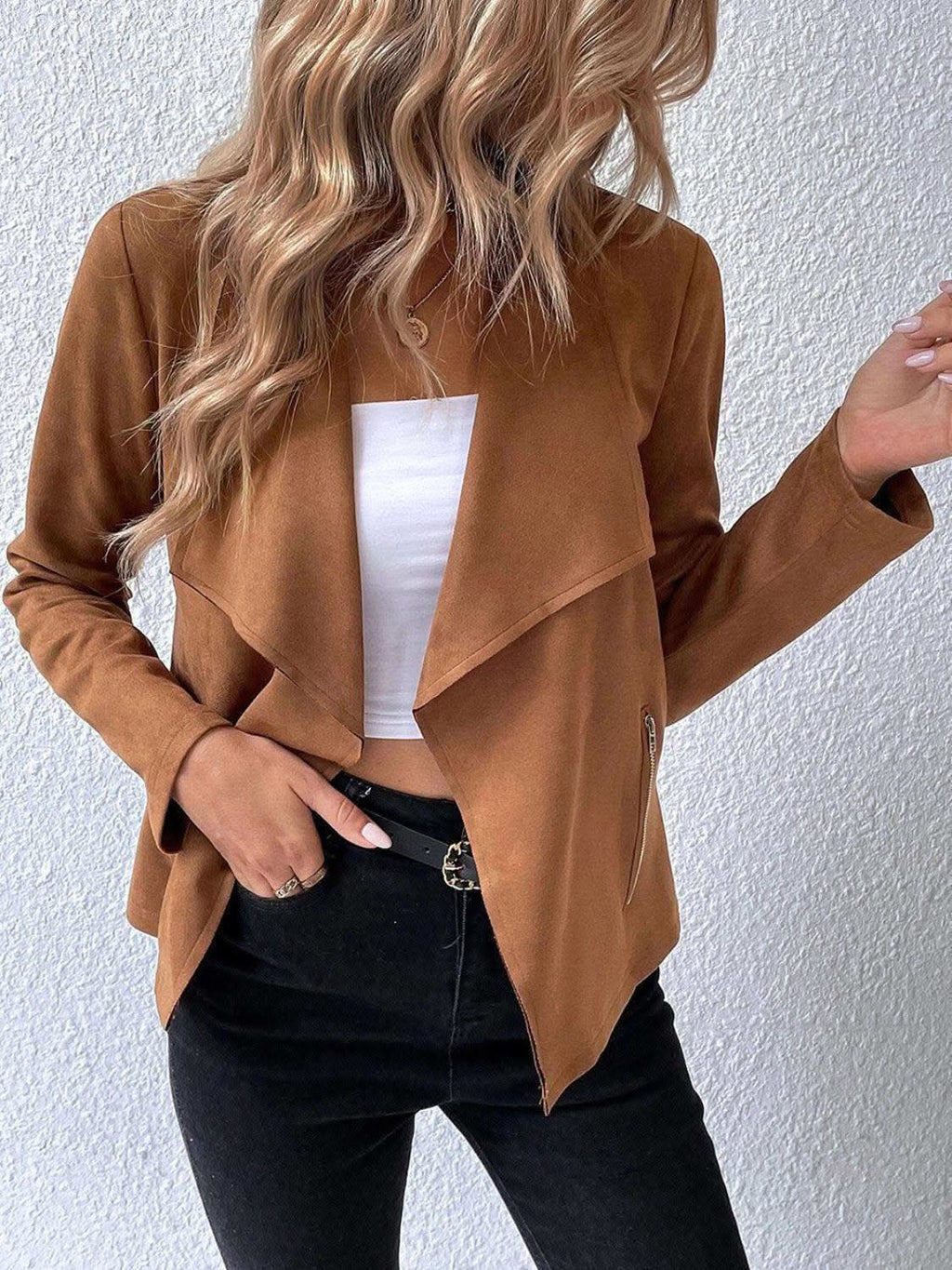 Collared Neck Long Sleeve Jacket in - Jackets photo