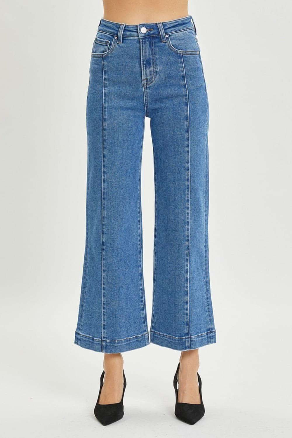 RISEN Full Size High Rise Wide Leg Jeans in - pants photo