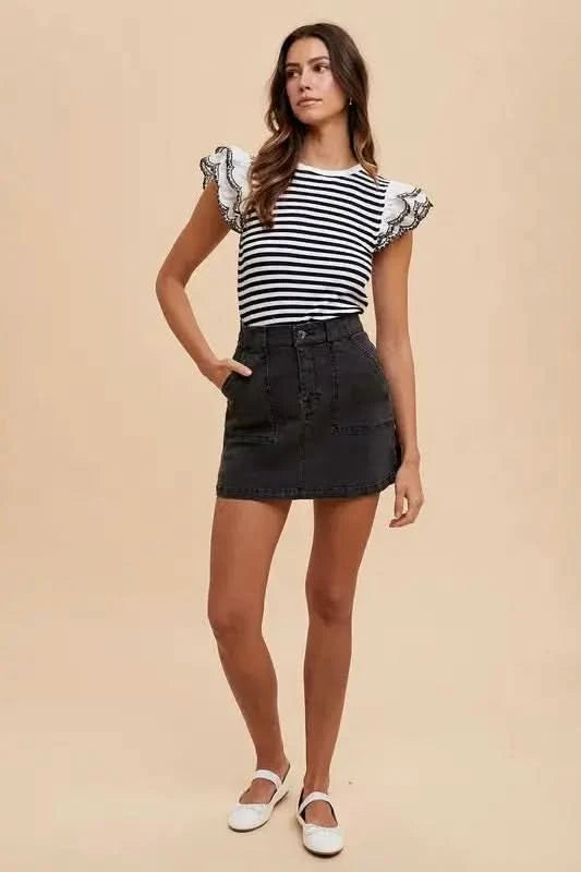 Annie Wear Cargo Denim Mini Skirt in - photo
