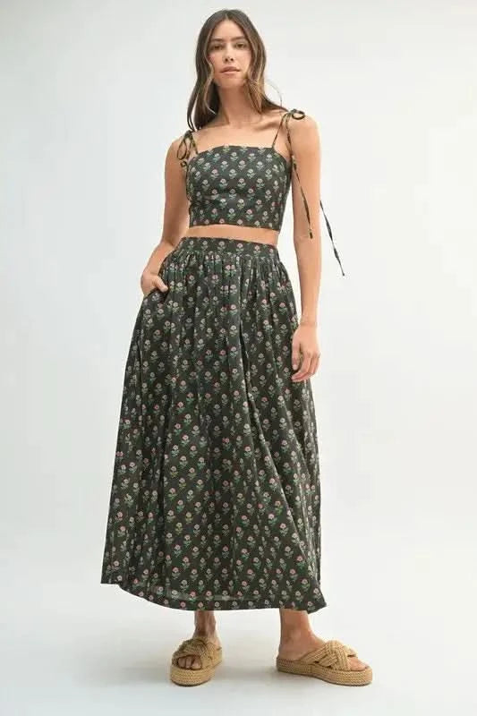 MABLE Floral Crop Top and Skirt Set in - photo