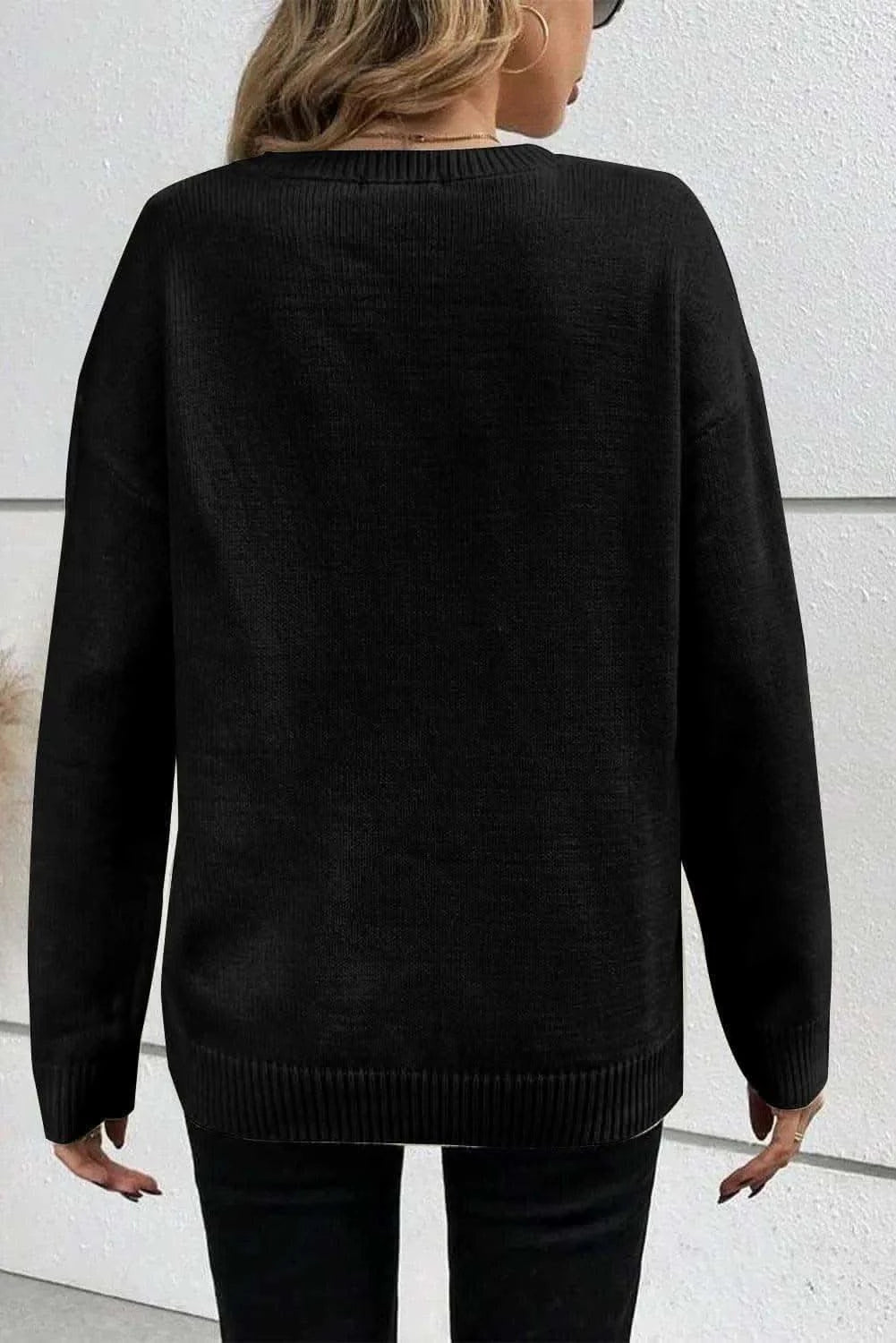 BOO Round Neck Long Sleeve Sweater - SwagglyLife Home & Fashion BOO Round Neck Long Sleeve Sweater - SwagglyLife Home & Fashion