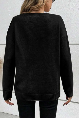 BOO Round Neck Long Sleeve Sweater - SwagglyLife Home & Fashion BOO Round Neck Long Sleeve Sweater - SwagglyLife Home & Fashion