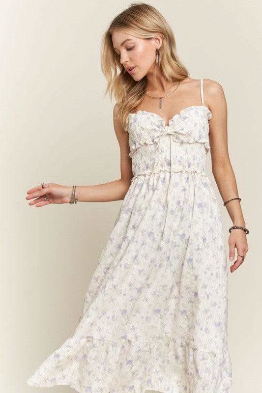 ADORA Smocked Floral Sweetheart Neck Cami Dress in - Dresses photo