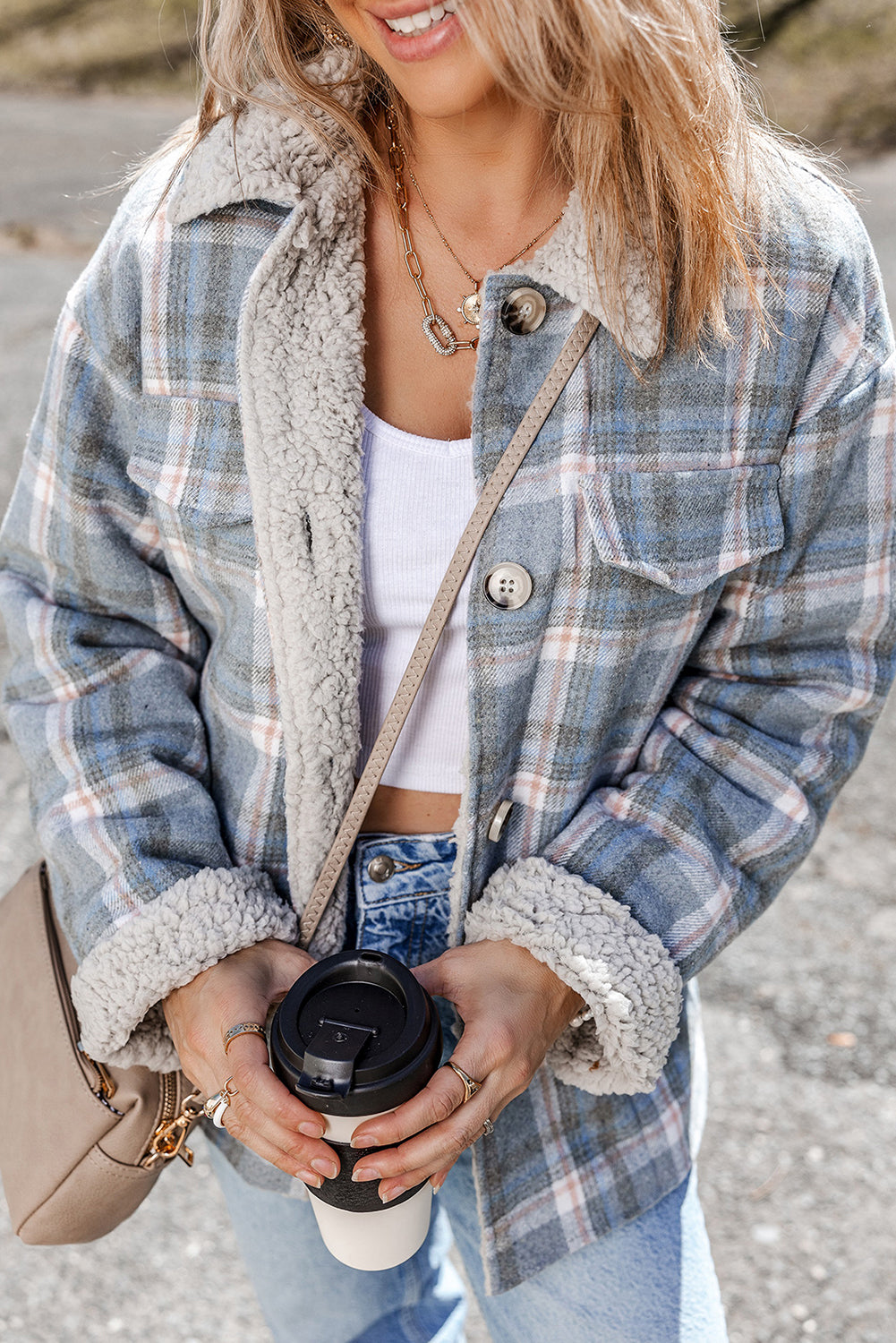 Madison Cuffs Patchwork Plaid Shirt in - Plaid Shackets photo