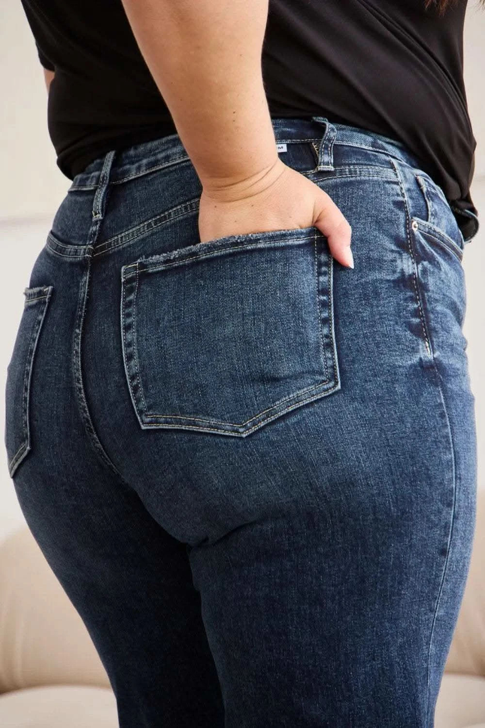 RFM Full Size Tummy Control High Waist Raw Hem Jeans in - photo