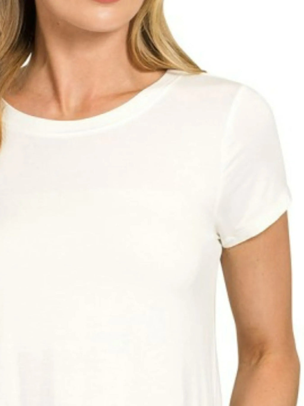 Zenana Flowy Round Hem Rayon Short Sleeve T-Shirt in - photo