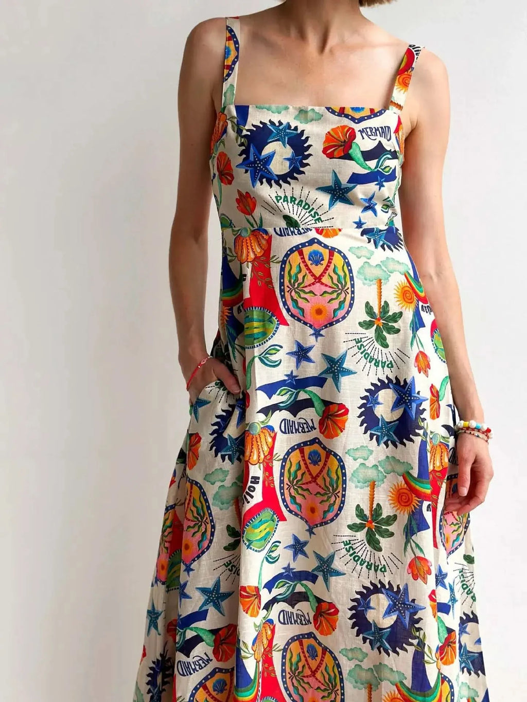 Printed Square Neck Maxi Cami Dress - SwagglyLife Home & Fashion