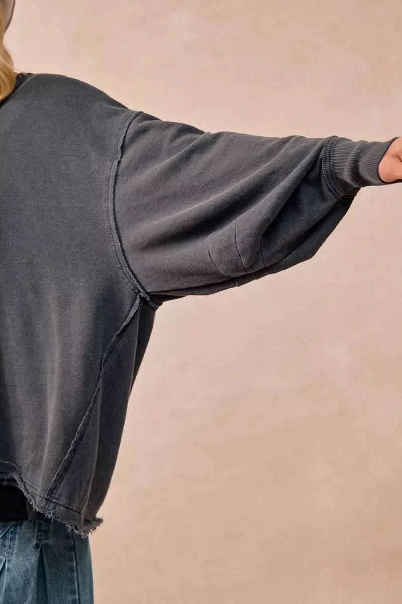 BiBi Mineral Washed French Terry Oversized Sweatshirt in - photo