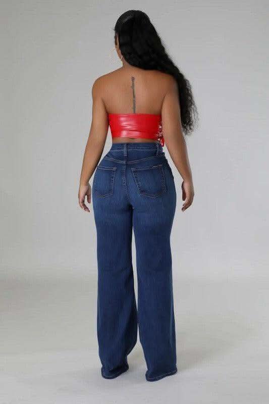 Jade Wide Leg Jean in Dark Denim - SwagglyLife Home & Fashion