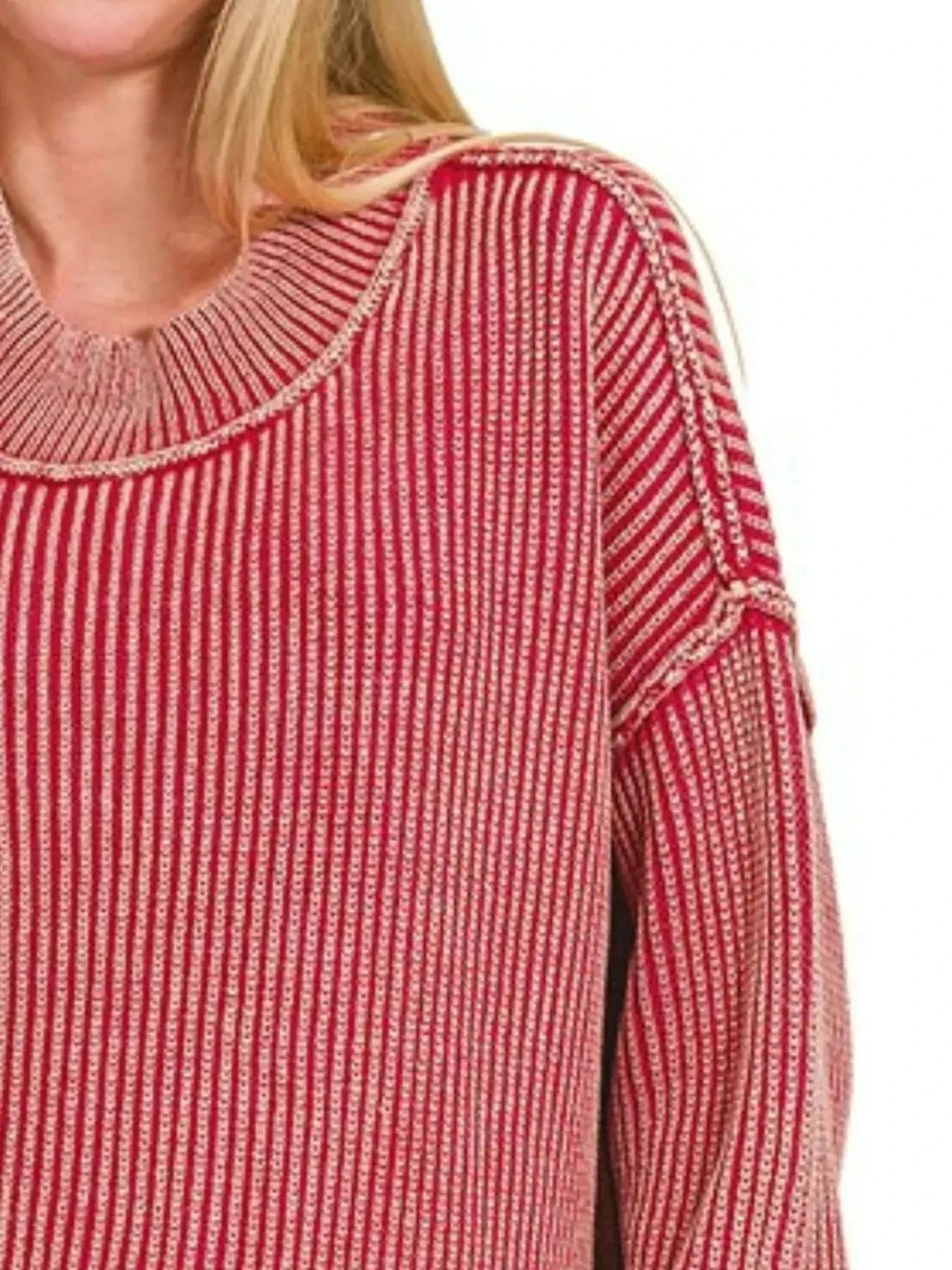 Zenana Washed Side Slit Oversized Sweater - SwagglyLife Home & Fashion Zenana Washed Side Slit Oversized Sweater - SwagglyLife Home & Fashion