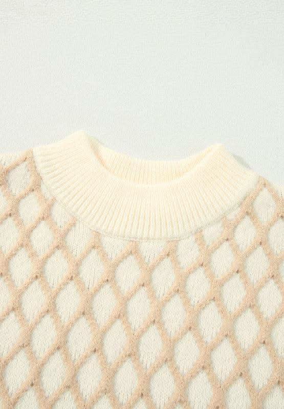 Diamond Pattern Mock Neck Long Sleeve Sweater in - Sweaters photo