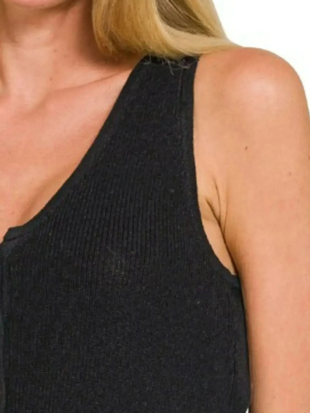 Zenana Button-up Cropped Sweater Vest in - photo