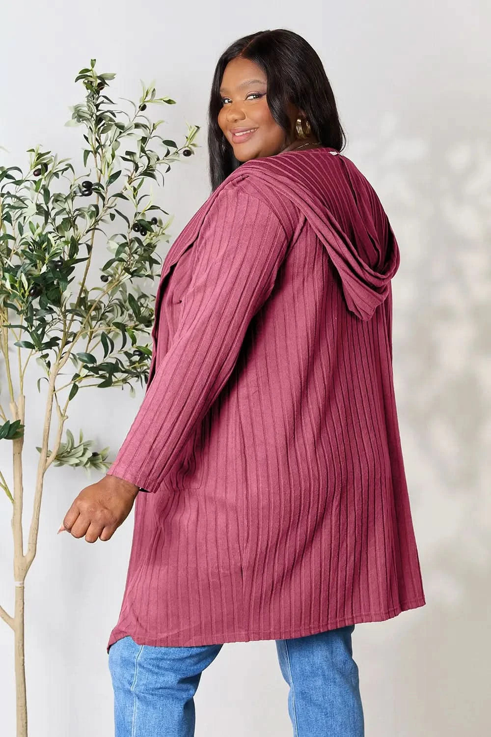 Basic Bae Full Size Hooded Sweater Cardigan in - photo