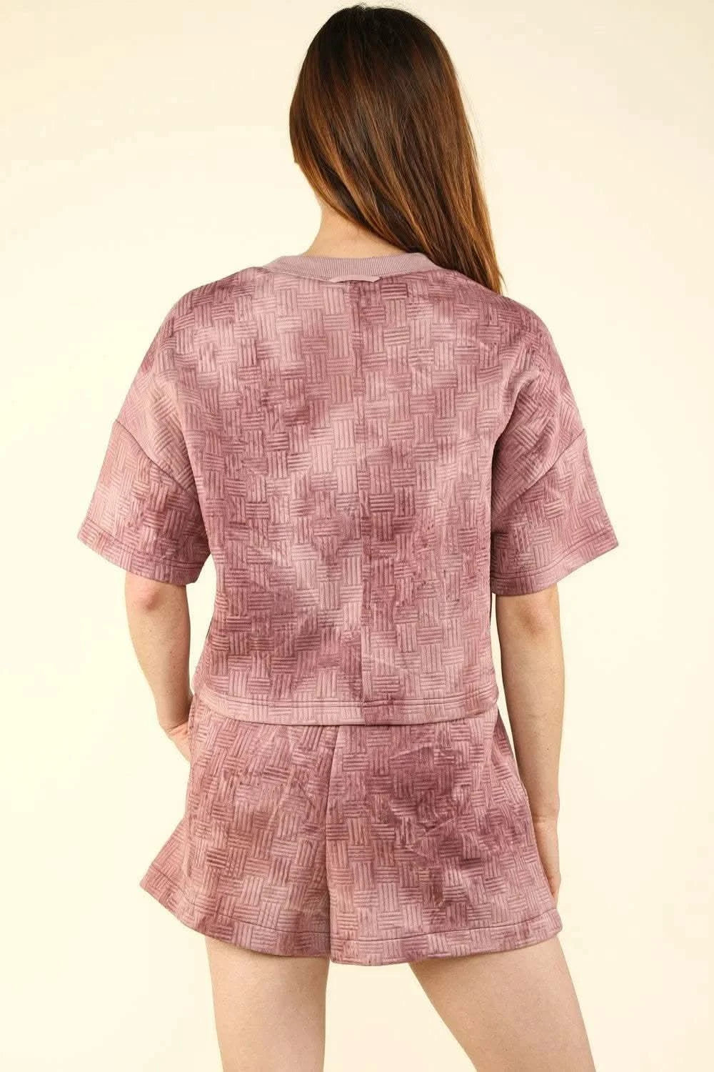 VERY J Quilted Washed Crop Top and Shorts Set in - photo