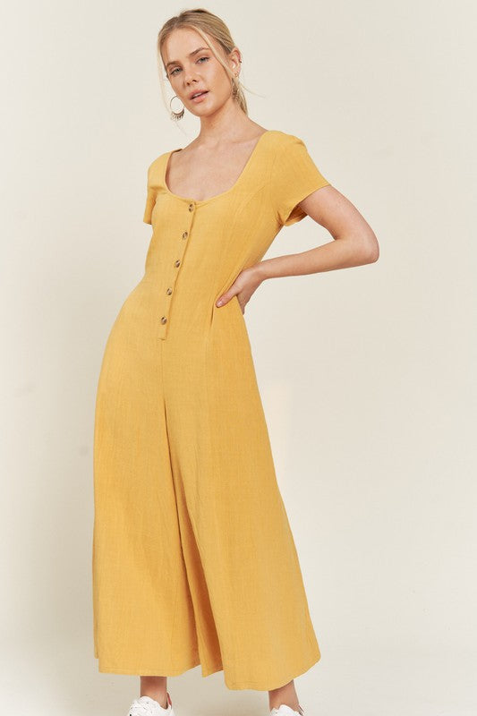 Linen Button Down Jumpuit - SwagglyLife Home & Fashion