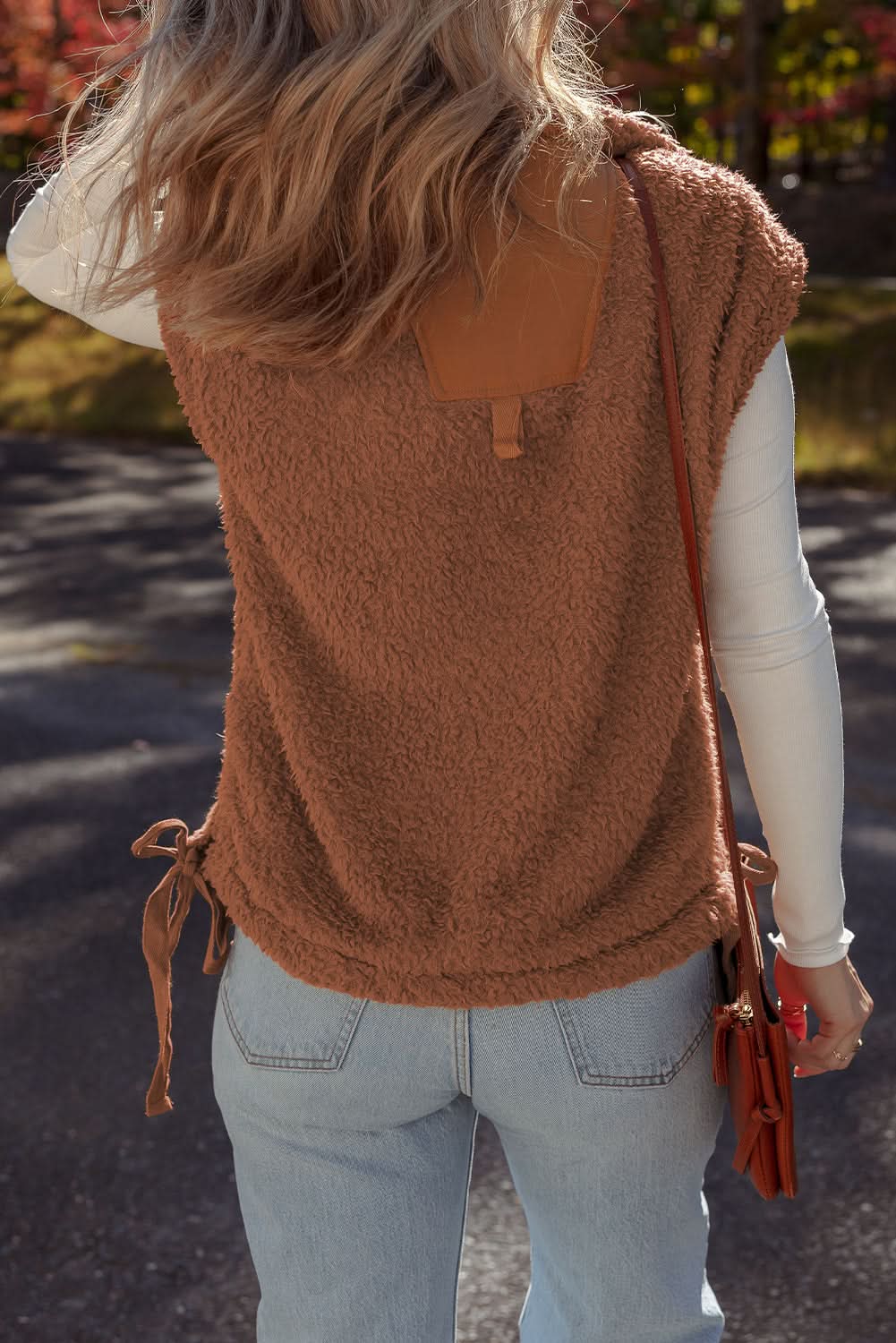 Evelyn Knot Side Plush Vest in - Vests photo
