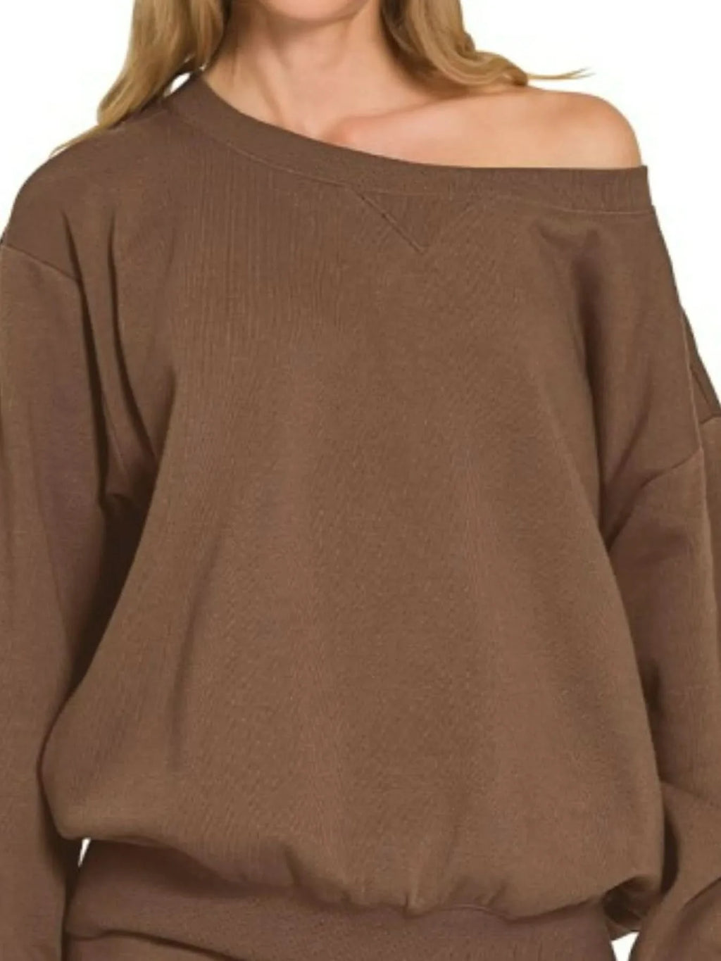 Zenana Fleece Boat Neck Sweatshirt and Shorts Set in - photo