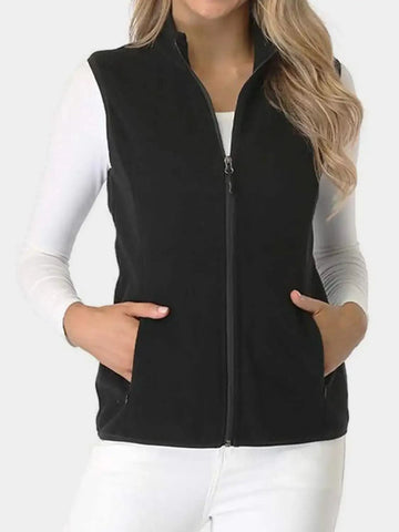 Zip Up Turtleneck Vest with Pockets - SwagglyLife Home & Fashion Zip Up Turtleneck Vest with Pockets - SwagglyLife Home & Fashion