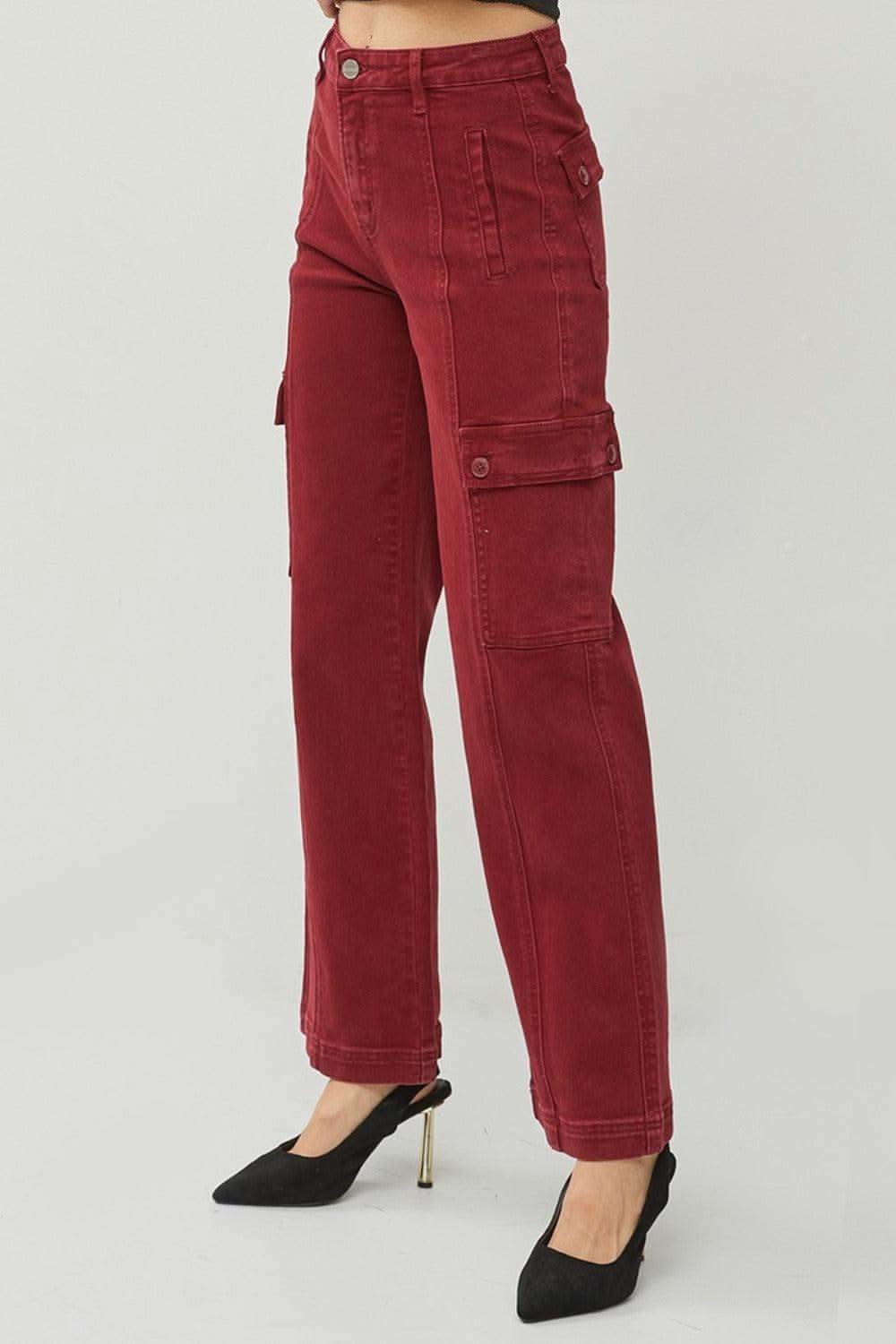RISEN Full Size High Rise Wide Leg Cargo Jeans in - photo