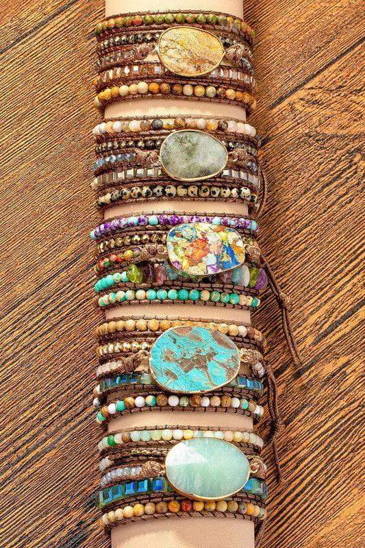 34 inch 5 Wraps Natural Stone Boho Bracelet in - Bracelets photo