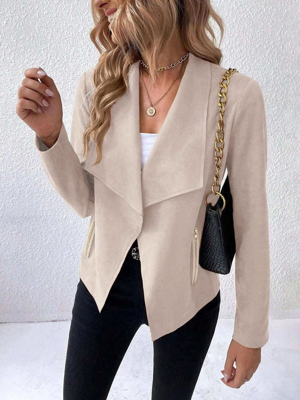 Collared Neck Long Sleeve Jacket in - Jackets photo