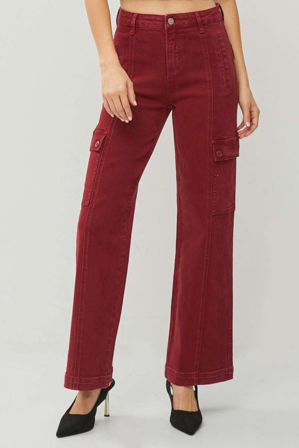 RISEN Full Size High Rise Wide Leg Cargo Jeans in - photo