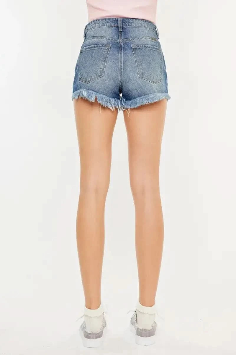 Kancan High Rise Raw Hem Denim Shorts in - photo