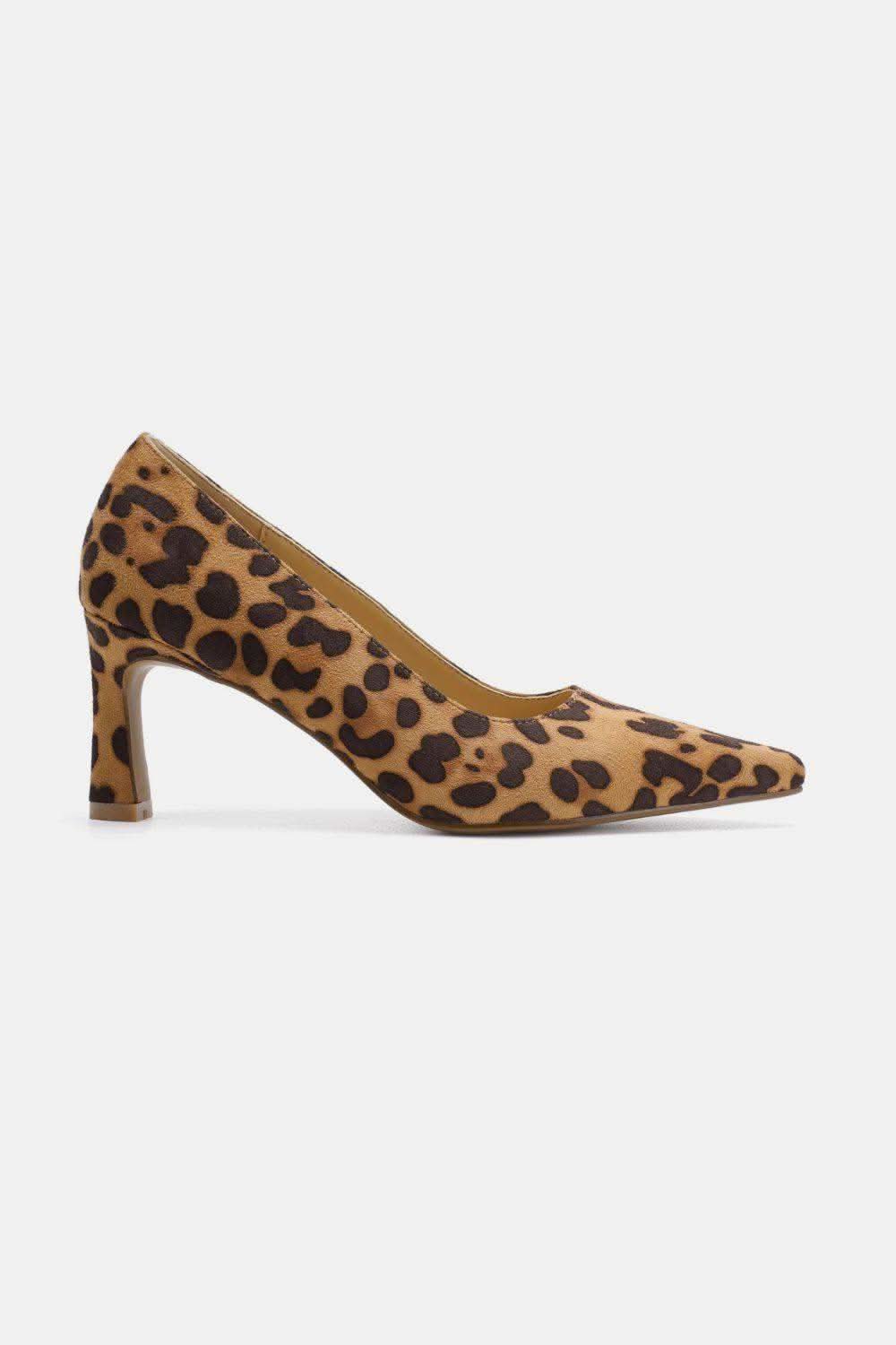 Beast Fashion Faux Suede Leopard Point Toe Pumps in - photo