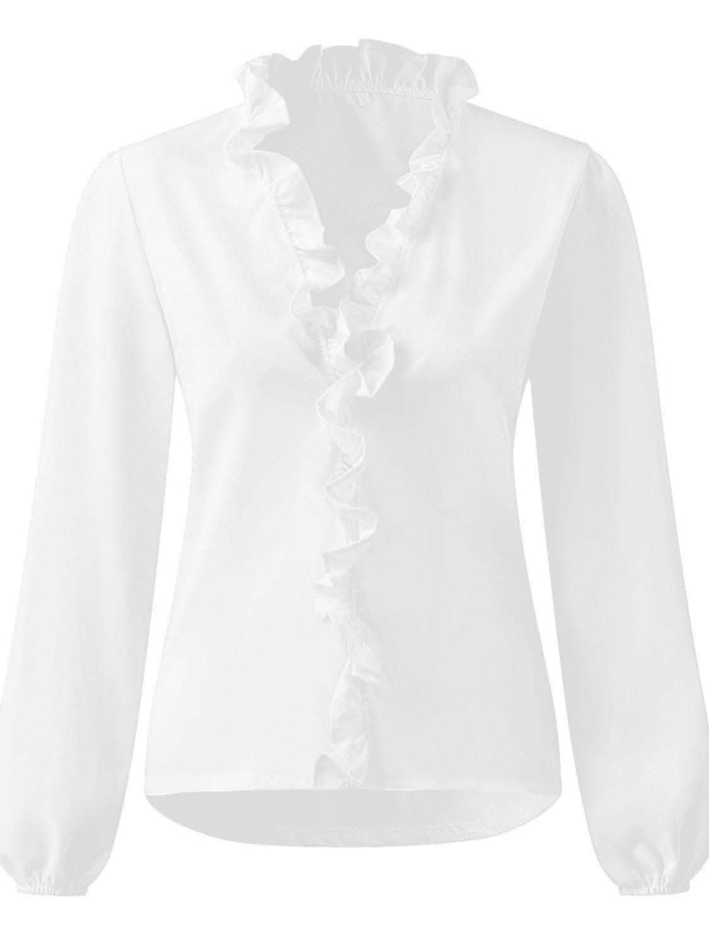 Andrea Full Size Ruffled V-Neck Long Sleeve Blouse - SwagglyLife Home & Fashion