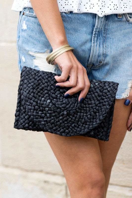Fold Over Straw Clutch - SwagglyLife Home & Fashion